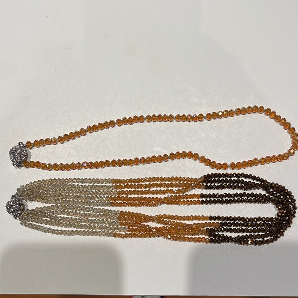 Brown/Bronze Crystal Combination Necklace - Picture 6 of 6